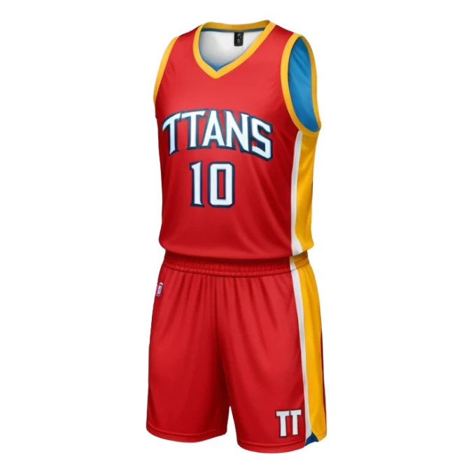 red, yellow, white titans basketball jersey with NO blue accent color sticker