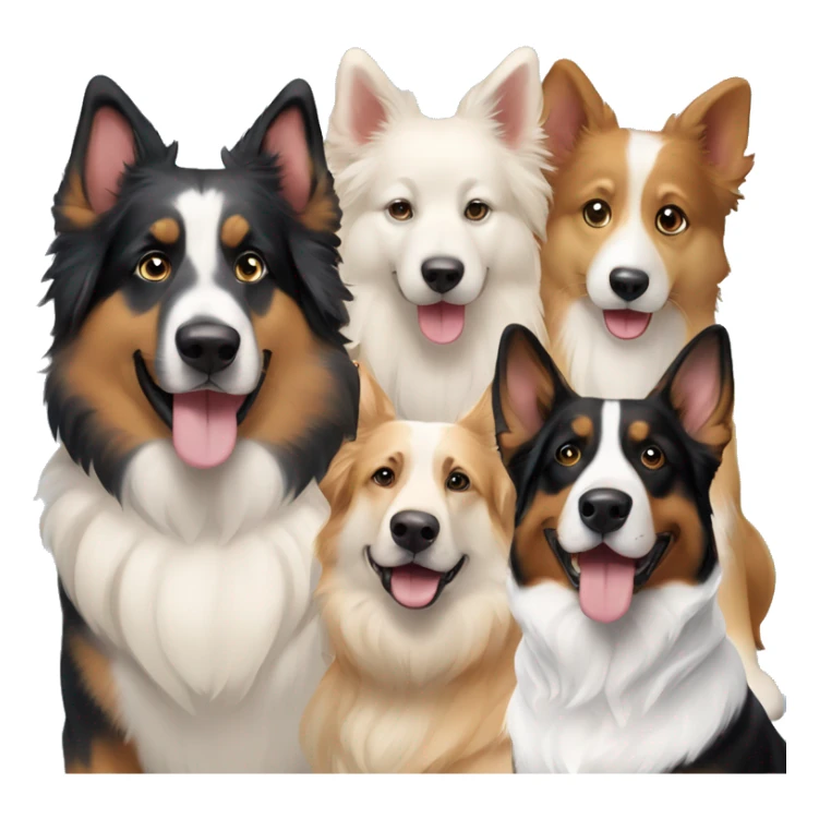 three dogs, one german shepherd, one white shepherd, one bernese mountain dog sticker