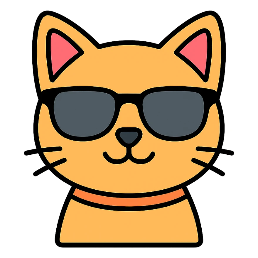 cat wearing sunglasses color icon sticker
