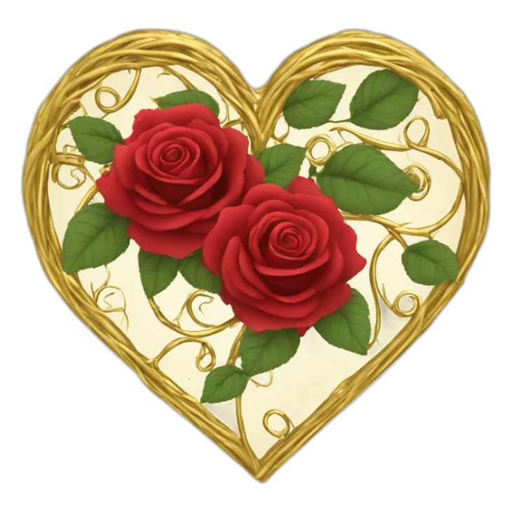 gold vine heart border with red roses goth style sticker