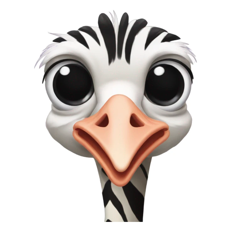 Ostrich flying with chicken feet and zebra head sticker