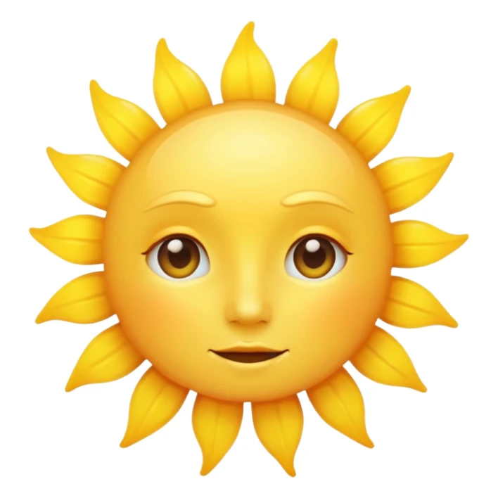 Generate a high-quality emoji of a yellow sun, bright and shining, smooth gradient colors, no facial features, simple white background, high-resolution.

 sticker