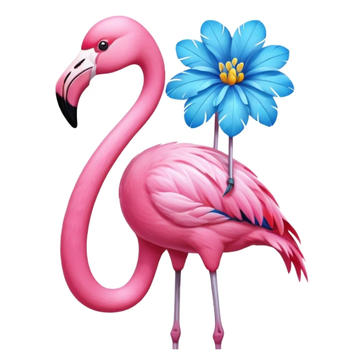 Flamingo with a blue Bahamas flower on its head sticker