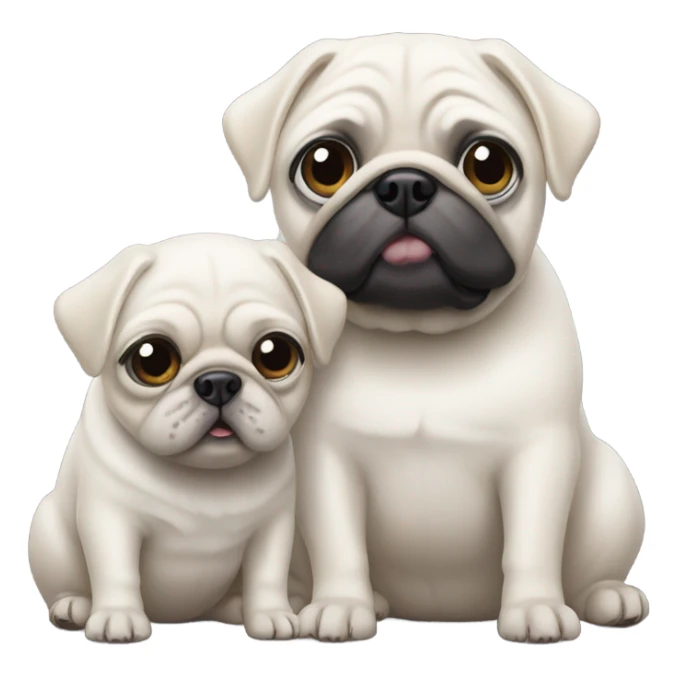 two fully  white pugs, an adult and a baby sticker