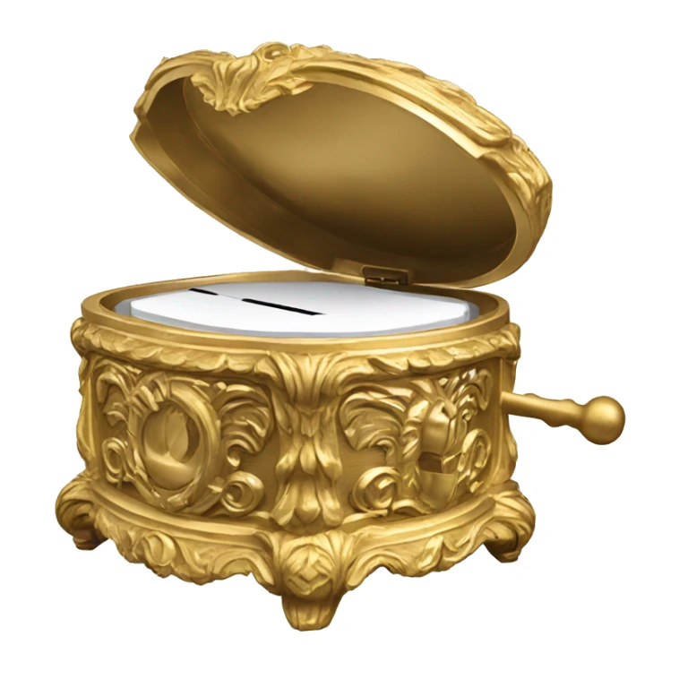  Round ornate gold music box closed sticker