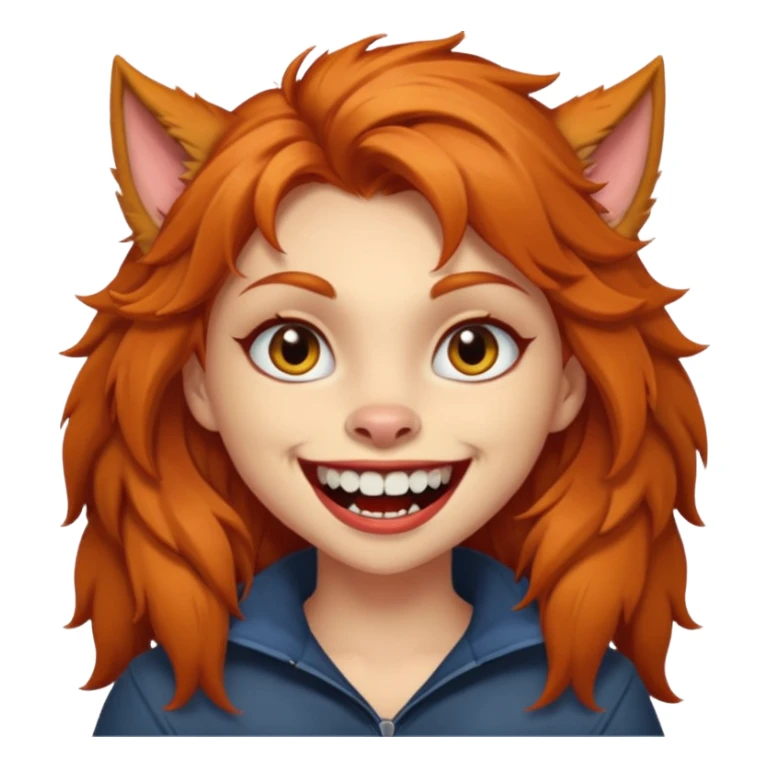 Werewolf ginger hair girl with a smile sticker