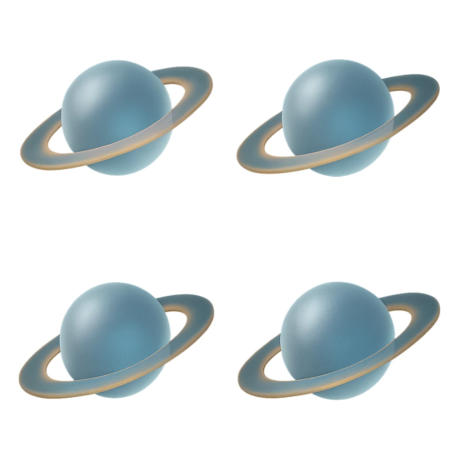 Make Saturn's rings more colorful in a matte glass style with no background. sticker