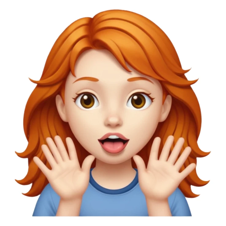 Ginger girl with hands to the side and tongue out sticker