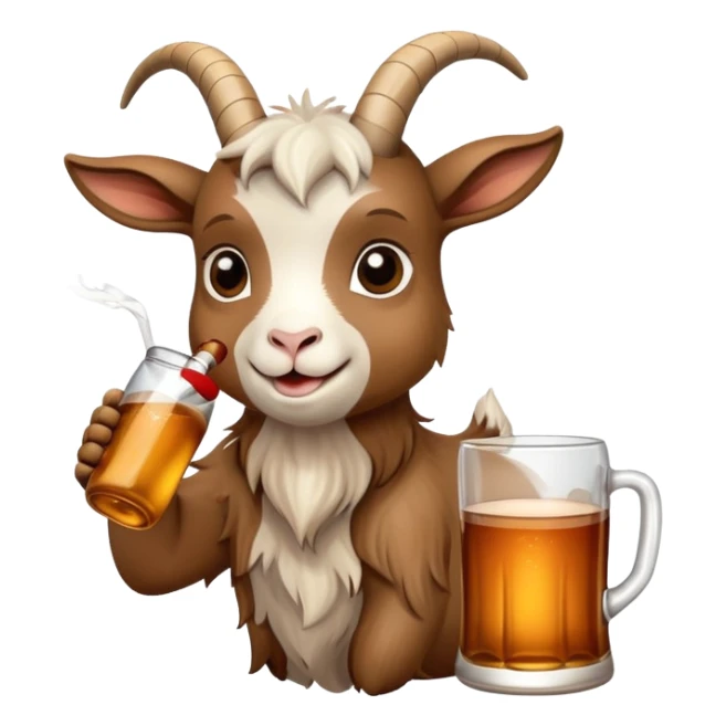 Little goat with bottle of cider sticker