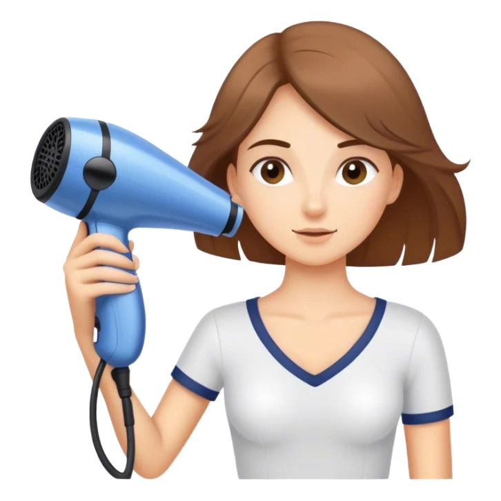 Girl using hair dryer to dry sail of boat sticker