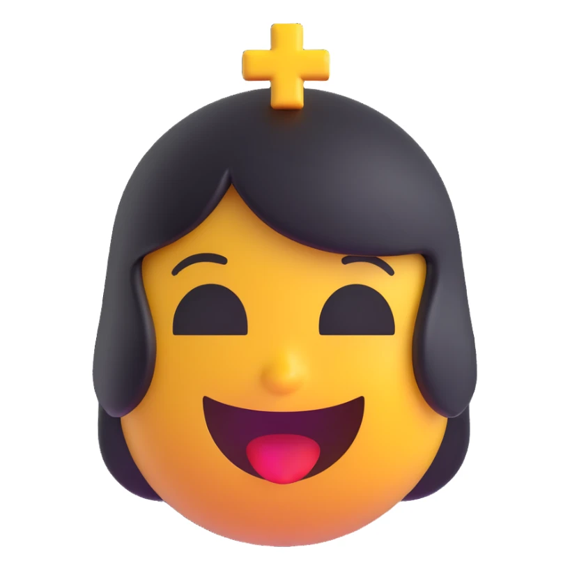 Nossa Senhora da Abadia, 3D emoji style, rounded and shiny look sticker