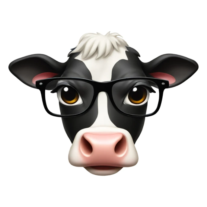 Cow with red lipstick and black cat glasses sticker