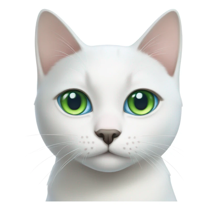 white shorthair cat, one blue eye one green eye sticker