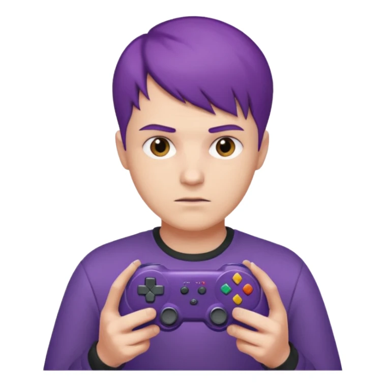 colored purple short male hair gamer game pad controller sticker