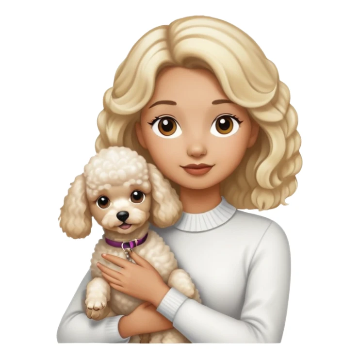 blonde highlights hair girl holding a poodle sticker