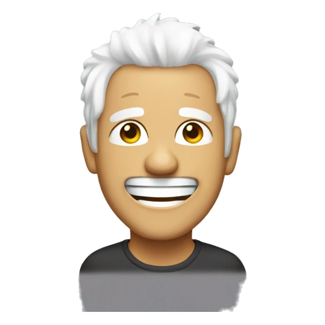 Laugh in tears, white hair sticker