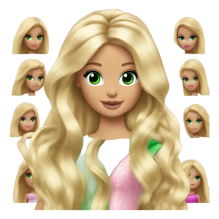 barbie princess green eyes long blond hair sticker