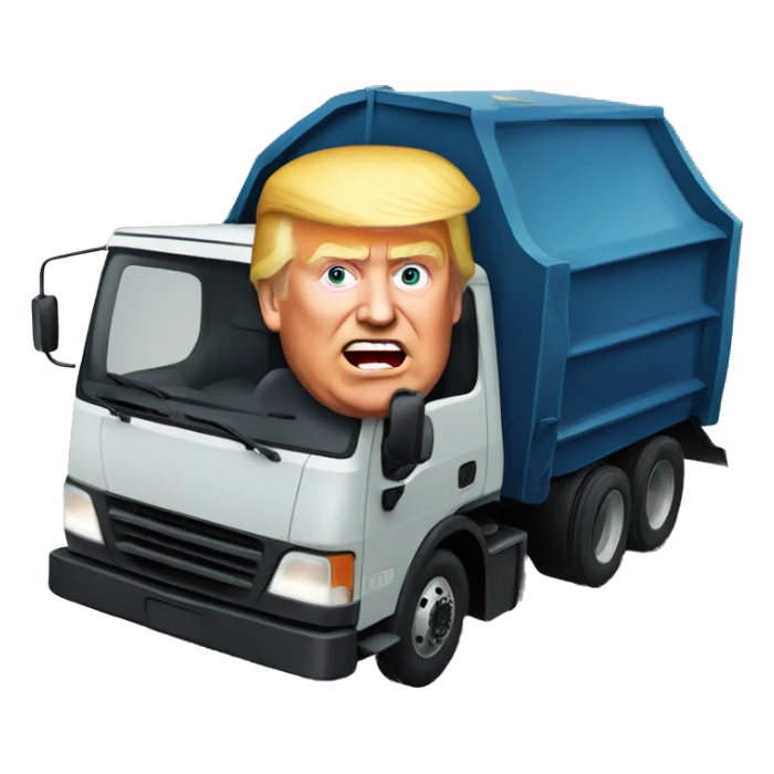 Donald Trump driving a garbage truck sticker