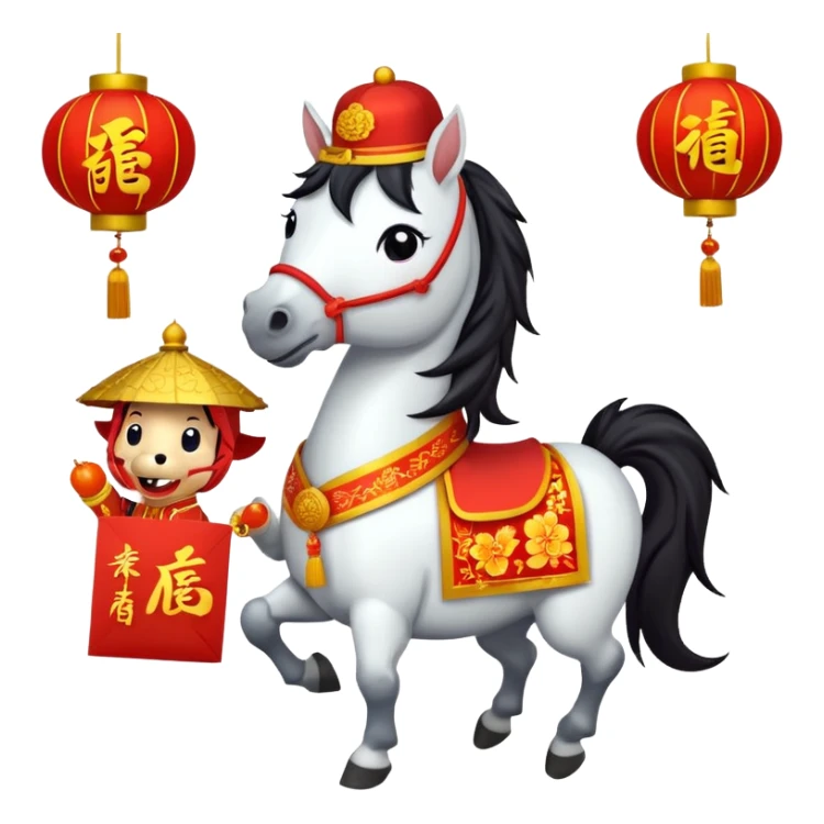 help me develop 10 emoji stickers, for CNY, cartoon horse stickers sticker