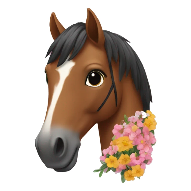 Horse in love wearing flowers  sticker