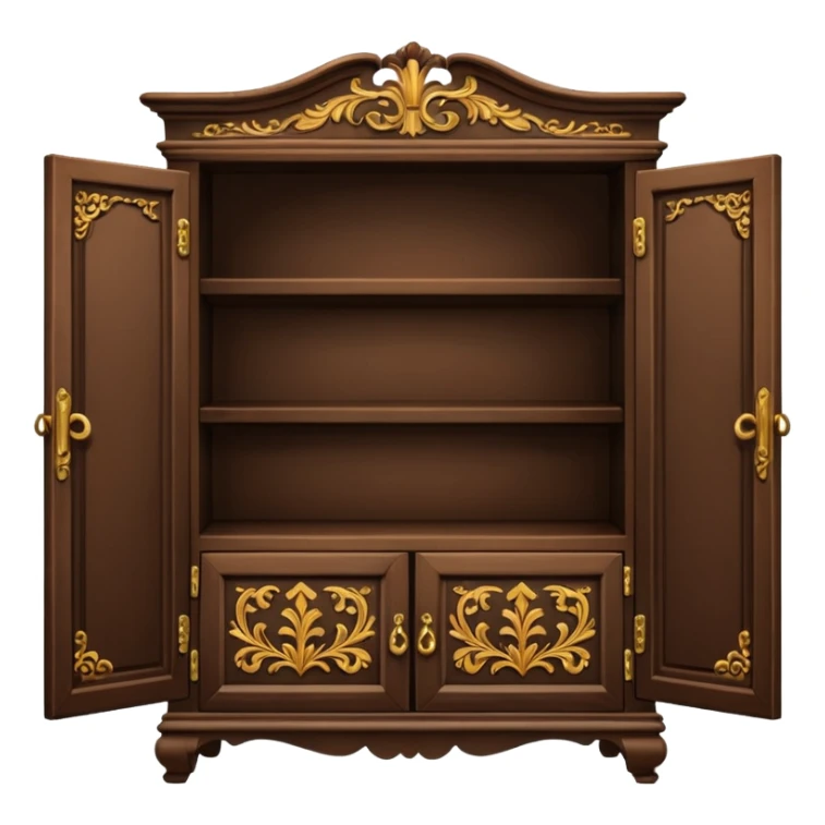 a cabinet with one open shelf and two closed ones sticker