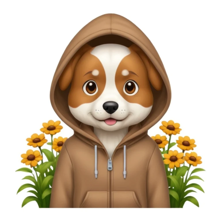 dog in a hoodie, garden background sticker
