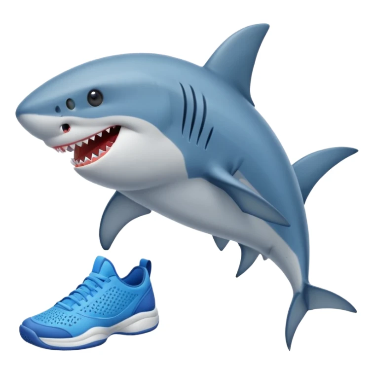Un requin qui porte des chaussures de tennis bleu sticker