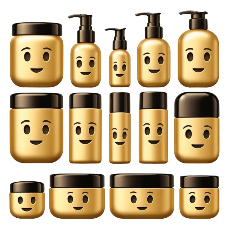 emoji of luxury brand labeled beauty products sticker