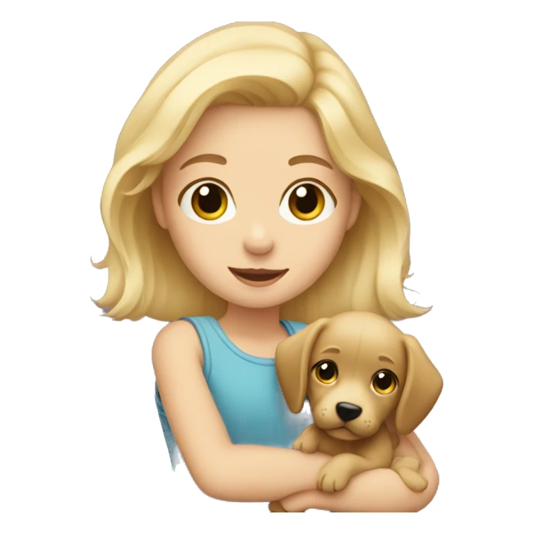 Blonde girl holding a puppy sticker