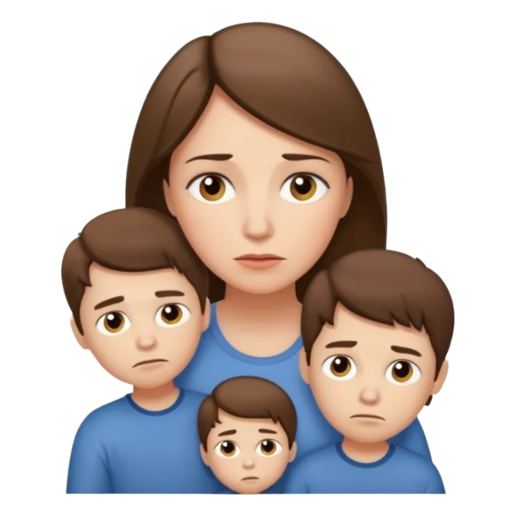 Exhausted Light brunette beautiful mom with 3 sons sticker