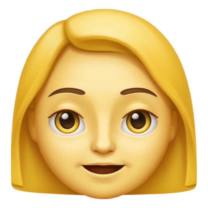 Emoji estilo WhatsApp com rosto amarelo clássico, expressão neutra com sobrancelhas muito bem marcadas, arqueadas e definidas, olhos semicerrados com leve atitude, boca com leve sorriso de confiança. sticker