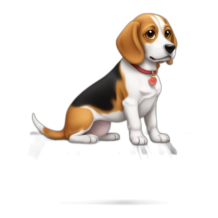 chien beagle assis a coté d'un piano sticker