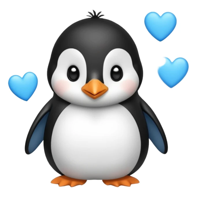 loving cute penguin whit blue hearts around him sticker