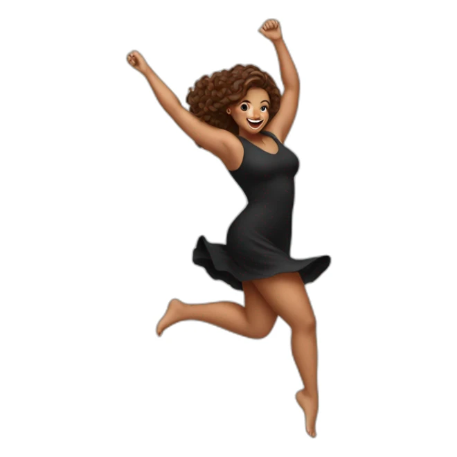curvy beauty jumping black dress white sticker