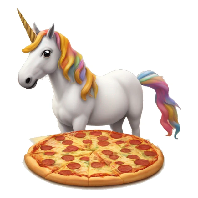 a unicorn having a pizza party in the dessert sticker
