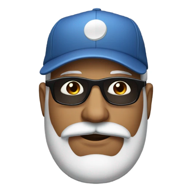 50 year old man with moustash and beard, baseball cap and sunglasses sticker