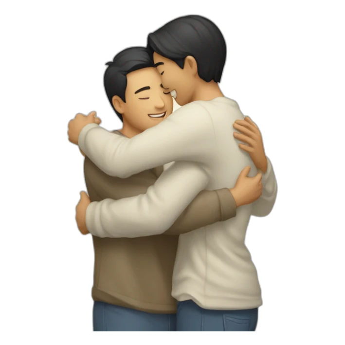 Asian male Berkeley student hugging jesus christ sticker