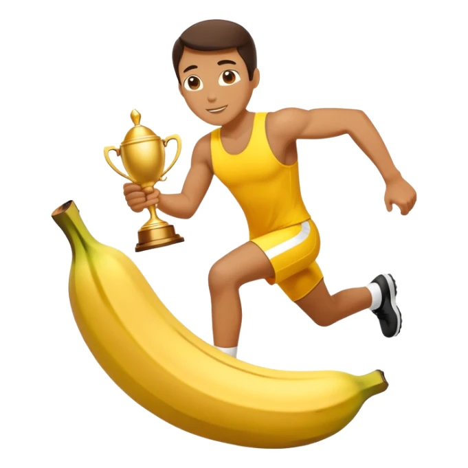 Athlete with prize in hand slipped on banana peel  sticker
