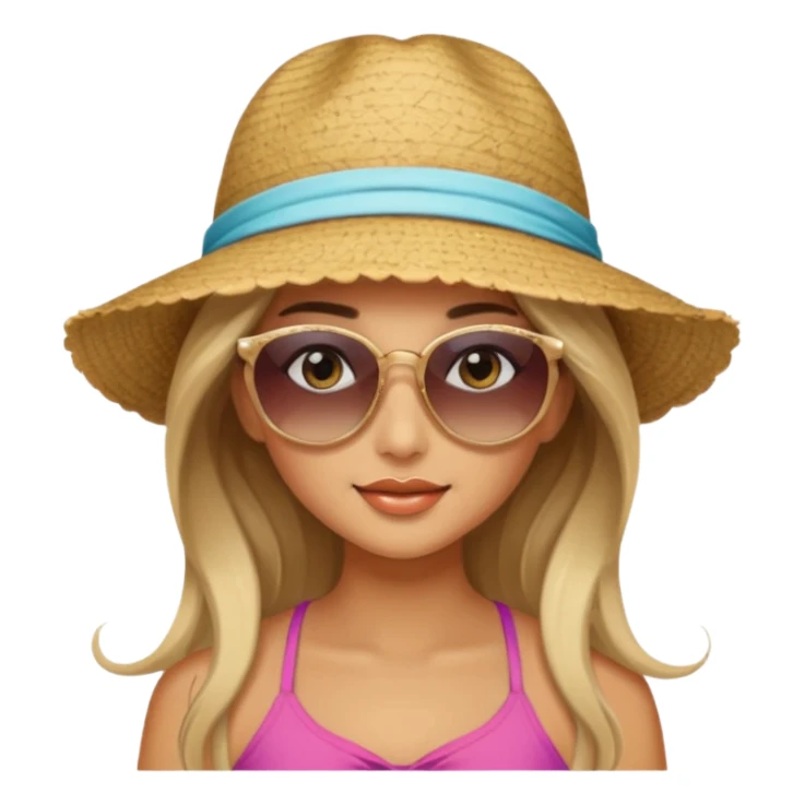 pretty girl with long hair and highlights makeup 🐬 at the beach. 🏝️ sticker