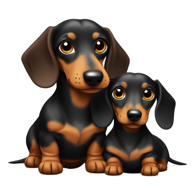 Two mini dachshund of different sizes and colours in love  sticker