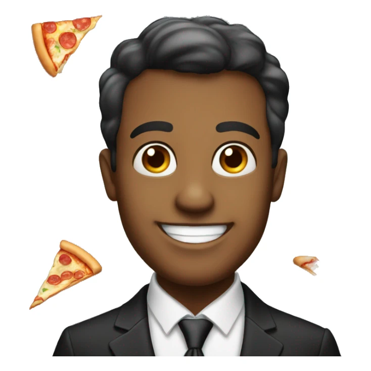smiling man in formal wear eating pizza sticker