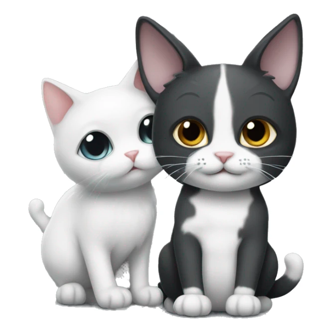 black and white cat with dark grey bunny sticker