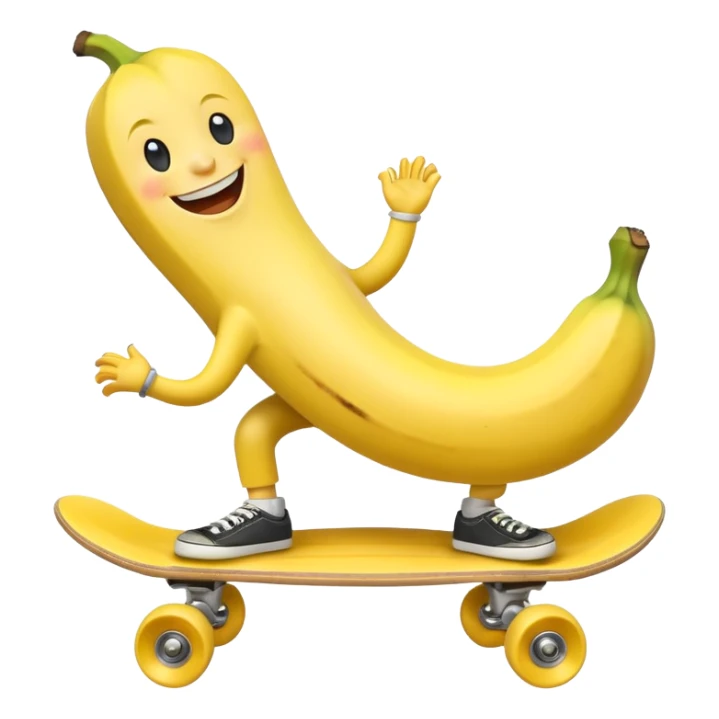 Happy banana on a skateboard sticker