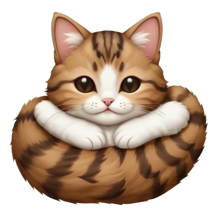 dark brown tabby and white small cat in funny positions upside down with eyes closed sticker
