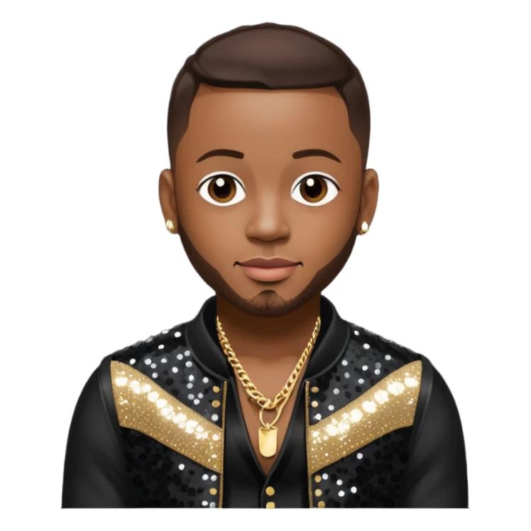Pleasure P, R&B Singer from Pretty Ricky with dark brown hair, black sequin outfit sticker
