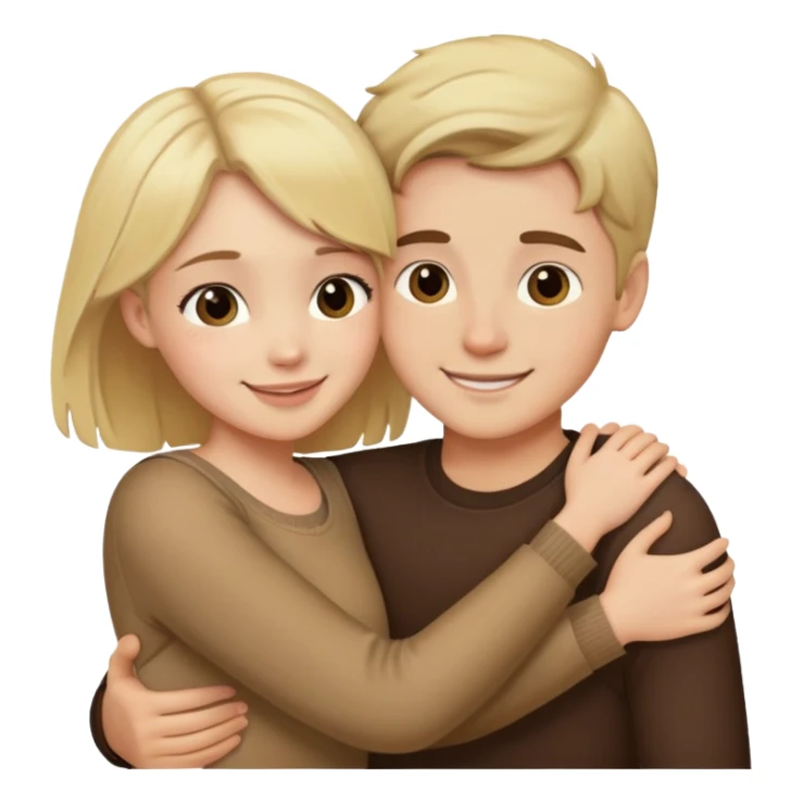 Blonde boy and brunette girl love sticker