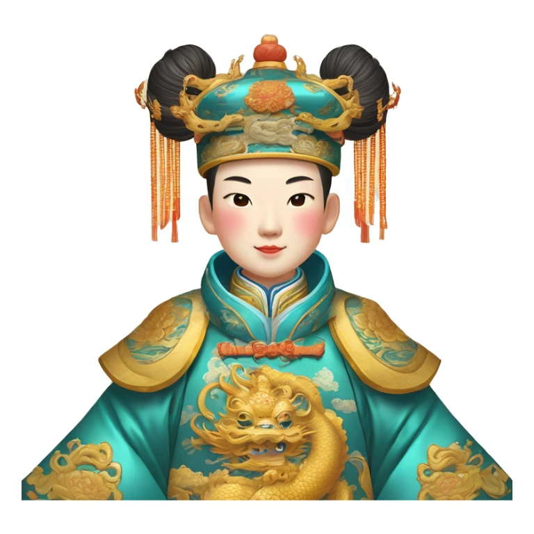 Qianlong, Qing dynasty's emperor, is recognized by his majestic attire: dragon-adorned imperial robes, a court headdress, and a ceremonial scepter. 🐉👑 sticker