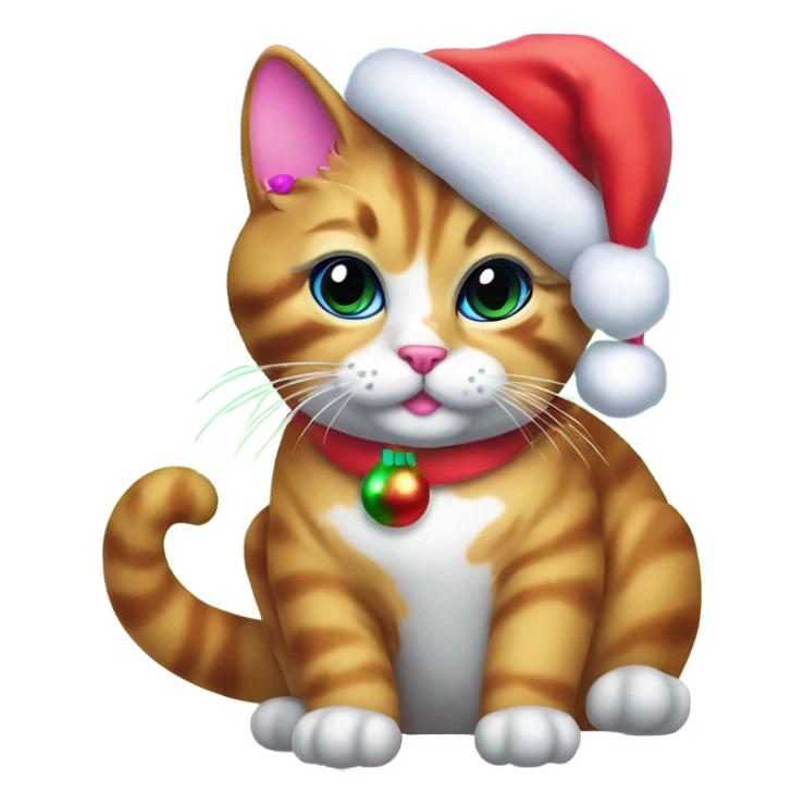 Lisa frank Christmas cat with Santa hat sticker