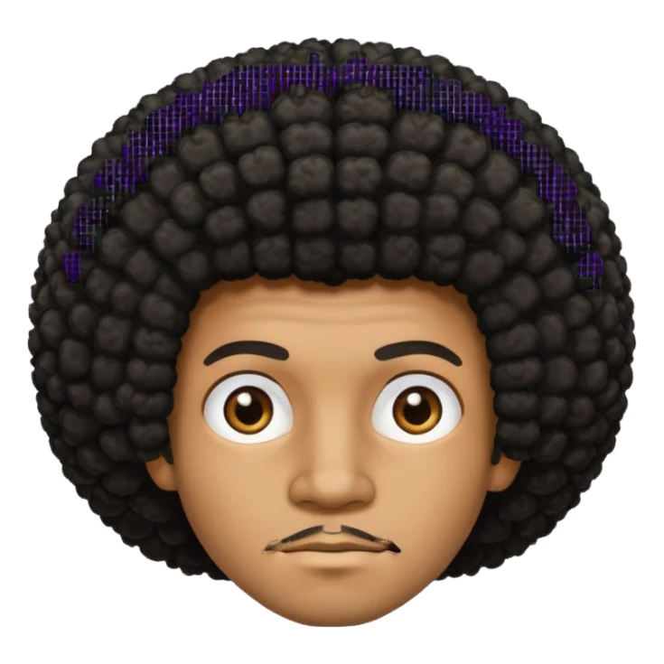 Afro not smiling and black skin color emoji male sticker