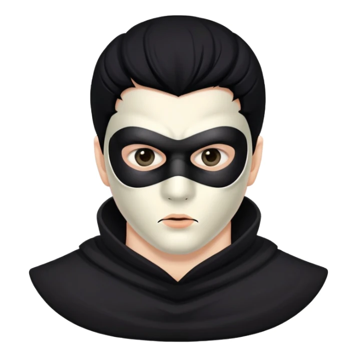 masked man, evil, serial killer, creepy, black hair sticker